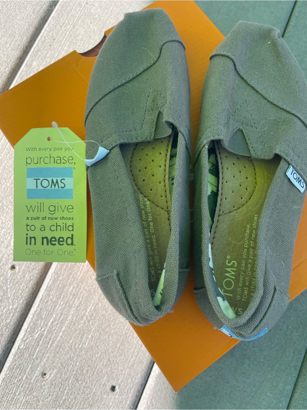 TOMS Brown Canvas Slip-On Flats